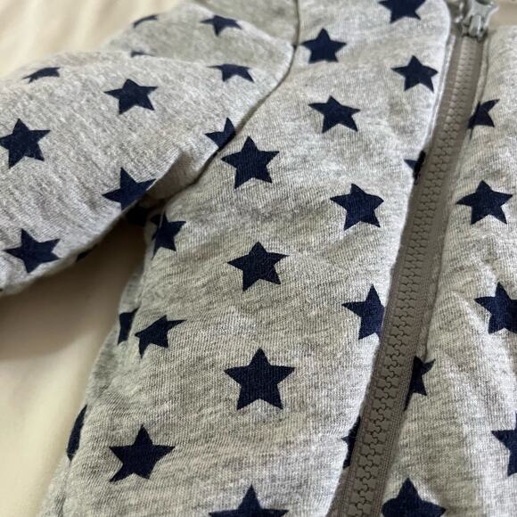 Baby Gap Sherpa Lined Grey Snowsuit Stars Bear Ears 0-3 Months - Picture 6 of 9